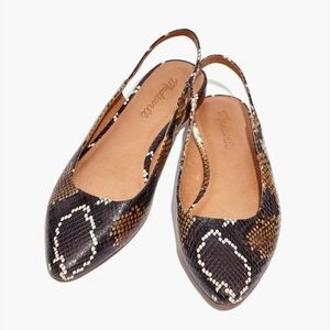 Madewell The Margot Slingback Flat in Snake Embossed Leather Size 7.5
